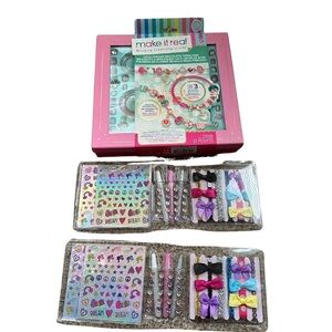 Make It Real HaloCharms Bracelet Think Pink Glitter Pen Stickers Ribbon And Bows